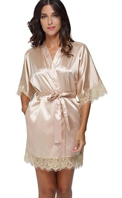 Plus Size Lace Patchwork Bride Bridesmaids Robe Sexy Lingerie Women Silk Wedding Party Kimono Robes Nightgown Sleepwear bathrob
