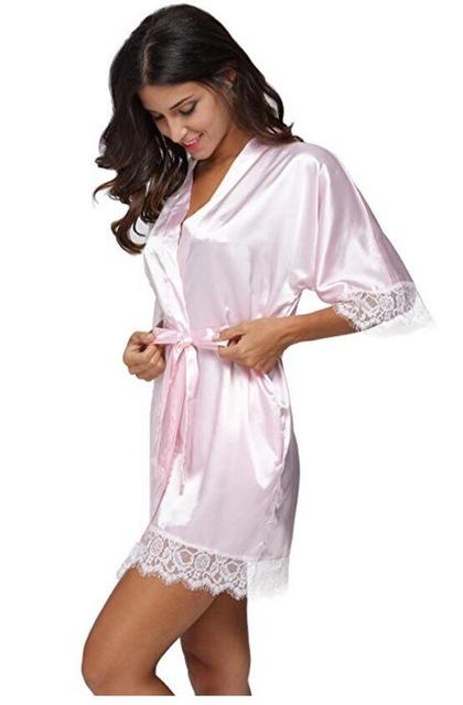 Plus Size Lace Patchwork Bride Bridesmaids Robe Sexy Lingerie Women Silk Wedding Party Kimono Robes Nightgown Sleepwear bathrob