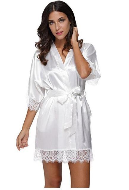 Plus Size Lace Patchwork Bride Bridesmaids Robe Sexy Lingerie Women Silk Wedding Party Kimono Robes Nightgown Sleepwear bathrob