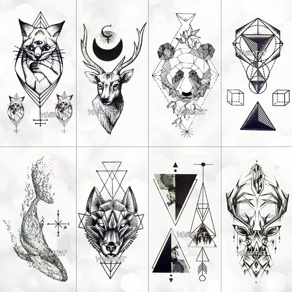 Geometry cool Temporary Tattoo Sticker Women Minimalist lines pattern Body Art New Design Fake Men Tattoos