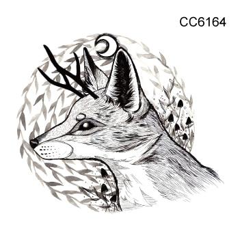 Rocooart Black White Style Tattoo Sticker Tree Taty Flower Temporary Tattoo Sticker For Body Art Tatouage Wolf Space Fake Tattoo