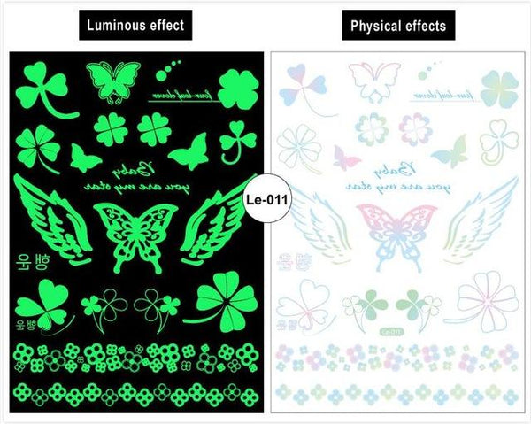 Rocooart Butterfly Luminous Fake Tattoo Wings Flash Taty Anchor Tatouage Glowing in Dark Waterproof Temporary Tatoo Sticker Body