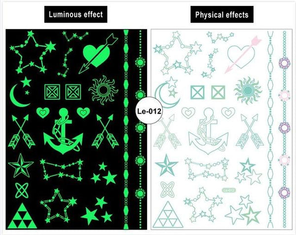 Rocooart Butterfly Luminous Fake Tattoo Wings Flash Taty Anchor Tatouage Glowing in Dark Waterproof Temporary Tatoo Sticker Body