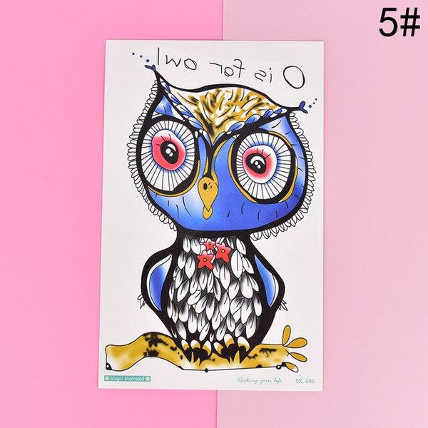 Large Arm Owl Tattoo Sleeve Flash Temporary Tattoo Sticker Waterproof Henna Tatoo Women Body Art