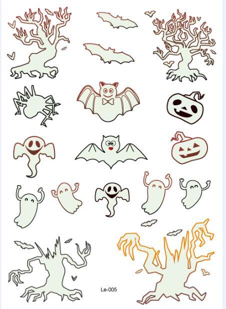 Rocooart Halloween Luminous Tattoo Ghost Taty For Kids Fake Tattoo Witch Glowing in Dark Waterproof Temporary Tattoo Stickers