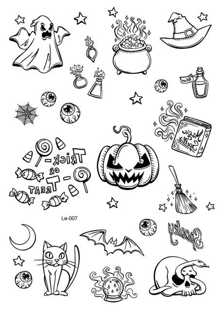 Rocooart Halloween Luminous Tattoo Ghost Taty For Kids Fake Tattoo Witch Glowing in Dark Waterproof Temporary Tattoo Stickers