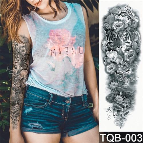 NEW 48*17cm Full Flower Arm Tattoo Sticker Praying Roses Text Skull Temporary Body paint Water Transfer fake Tatoo sleeve