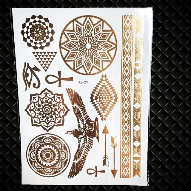 Gold Sun Silver Moon Temporary Tattoo Stickers Women Kids Body Art Star Feather Golden Metallic Water Transfer Flash Tatoo Child