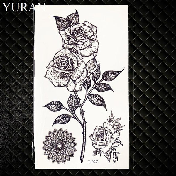 Black Round Planet Moon Elk Earth Water Transfer Tattoo Flower Women Kids Temporary Tattoo Sticker Mountain Fake Tatoo Men Decal