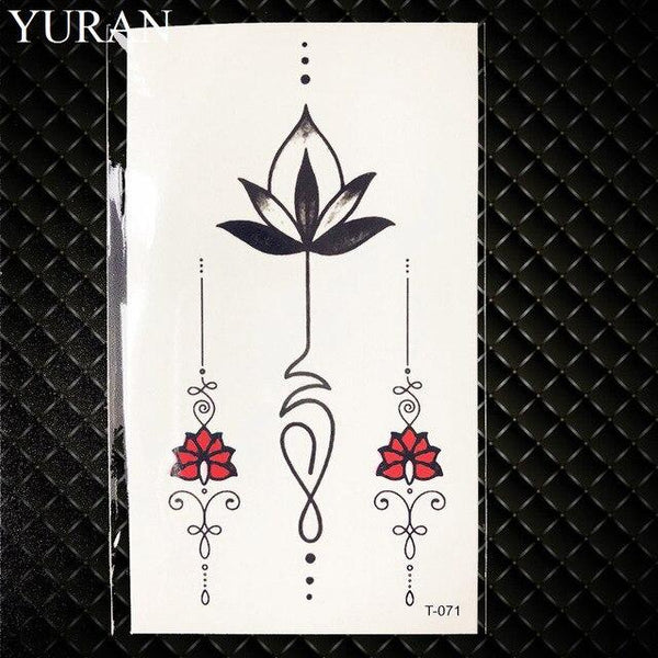 Black Round Planet Moon Elk Earth Water Transfer Tattoo Flower Women Kids Temporary Tattoo Sticker Mountain Fake Tatoo Men Decal