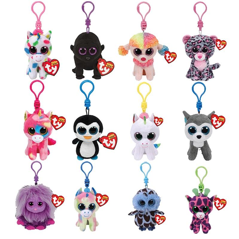 Ty Beanie Boos Big Eyes Plush Dog Keychain Doll Unicorn Penguin Leopard Owl Monkey Clip Toys 4" 10cm
