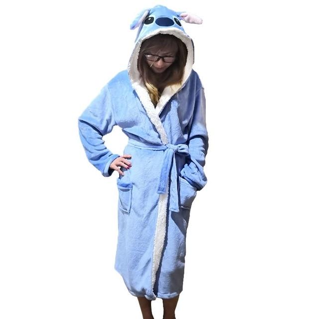 Unisex Animal Sleepwear Robe Sleep Cute Nightgown unicorn Stich night robe Bathrobe Winter Homewear Dressing Gowns For Women Men