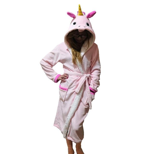 Unisex Animal Sleepwear Robe Sleep Cute Nightgown unicorn Stich night robe Bathrobe Winter Homewear Dressing Gowns For Women Men