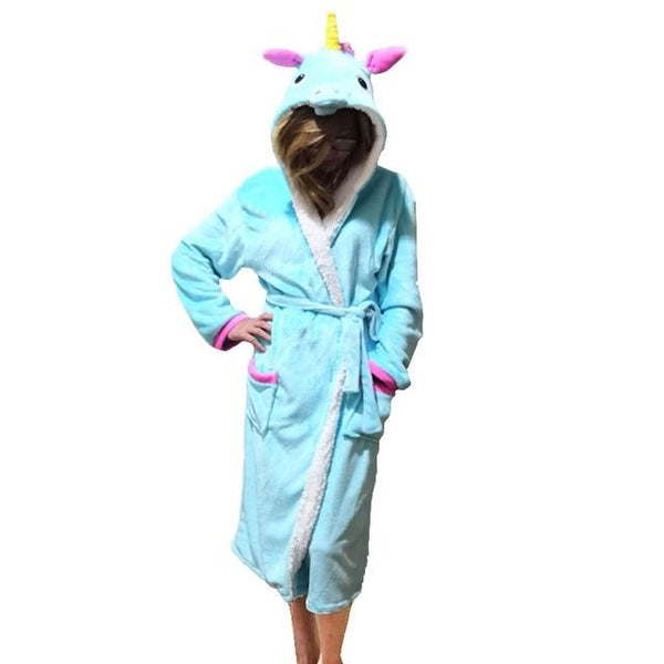 Unisex Animal Sleepwear Robe Sleep Cute Nightgown unicorn Stich night robe Bathrobe Winter Homewear Dressing Gowns For Women Men
