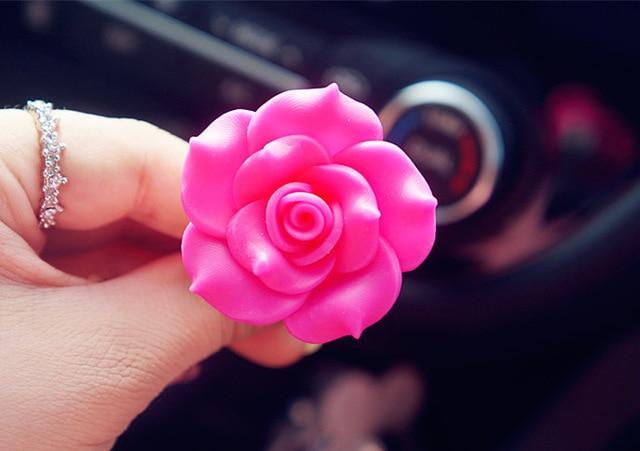 Car Ornament Camellia Perfume Clip Air Freshener Auto Air Condition Vent Perfume Balsam Balm Fragrance Auto Flower Decoration