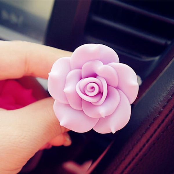 Car Ornament Camellia Perfume Clip Air Freshener Auto Air Condition Vent Perfume Balsam Balm Fragrance Auto Flower Decoration