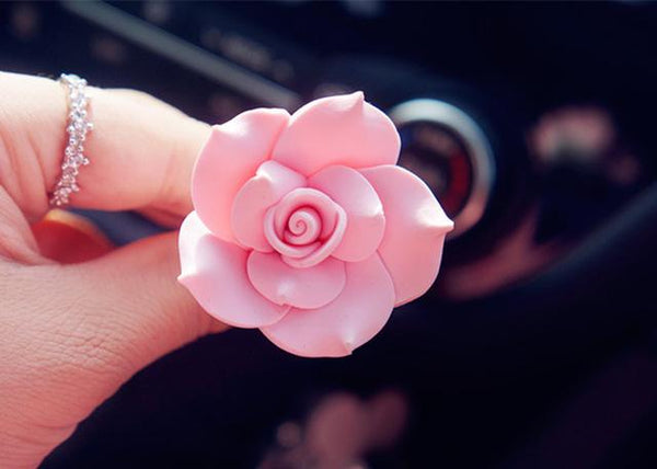 Car Ornament Camellia Perfume Clip Air Freshener Auto Air Condition Vent Perfume Balsam Balm Fragrance Auto Flower Decoration