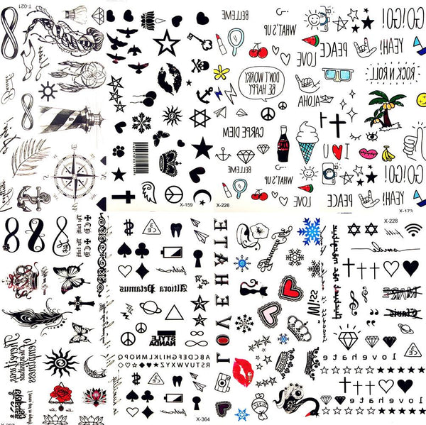 Hot Small Sexy Lips Leaf Black Cartoon Temporary Tattoo Cute Star Tattoo Sticker Love Women Body Finger Art Waterproof Tatoo Kid