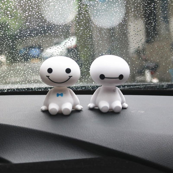 Cartoon Plastic Baymax Robot Shaking Head Figure Car Ornaments Auto Interior Decorations Big Hero Doll Toys Ornament Car-Styling