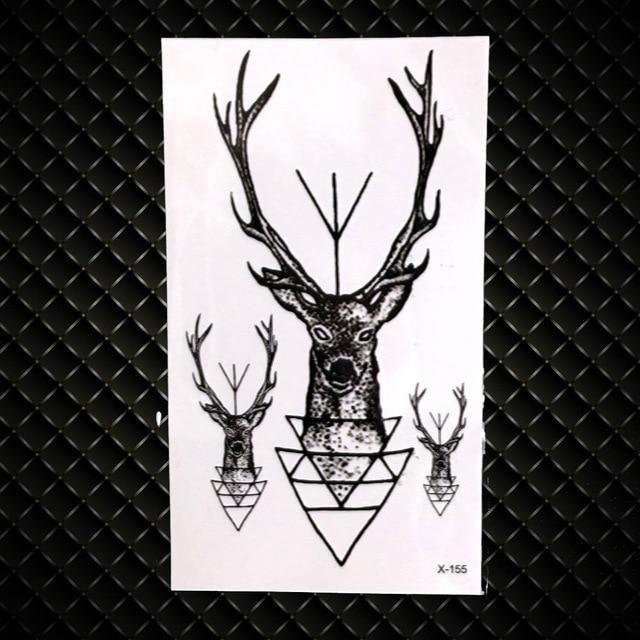 Geometry Cat Elk Wolf Temporary Tattoo Women Body Arm Water Transfer Tattoo Men Makeup Tatto Sticker Bracelet Deer Animal Zoo