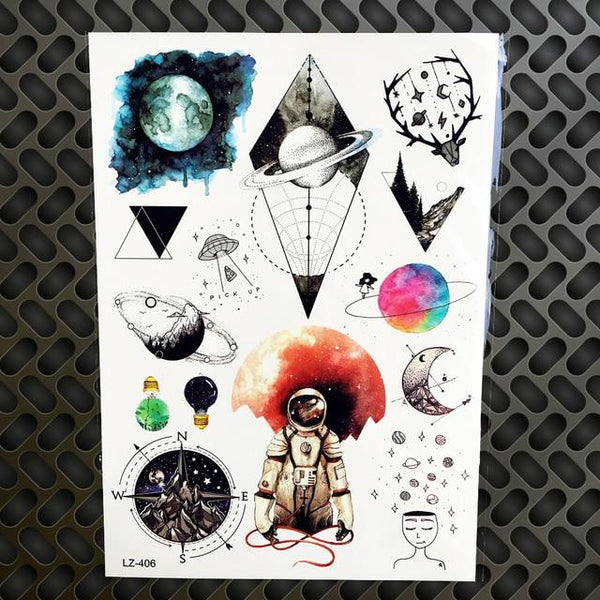 Black Diamond Geometry Owl Temporary Tattoo Sticker WOmen Fake Henna Waterproof Tattoo Decals 21*15CM Crystal Body Art ARm Tatoo