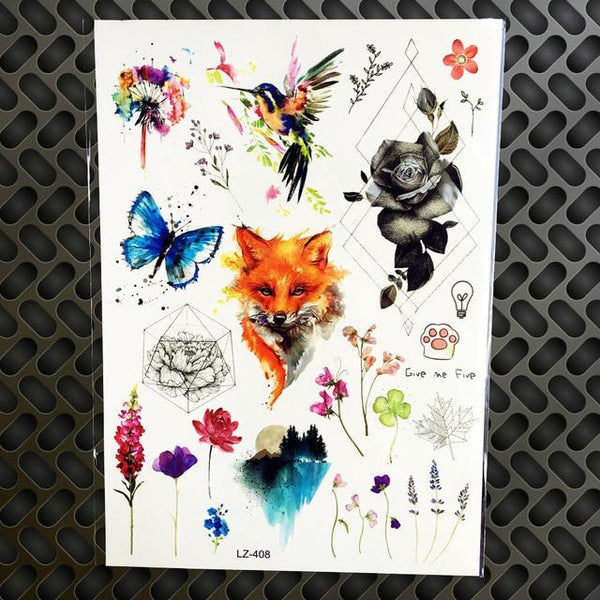 Black Diamond Geometry Owl Temporary Tattoo Sticker WOmen Fake Henna Waterproof Tattoo Decals 21*15CM Crystal Body Art ARm Tatoo