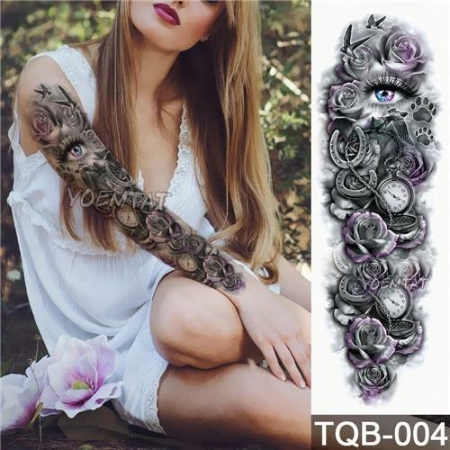 Large Arm sleeve Tattoo Waterproof temporary tattoo Sticker Skull Angel rose lotus Men Full Flower Tatoo Body Art tatto girl