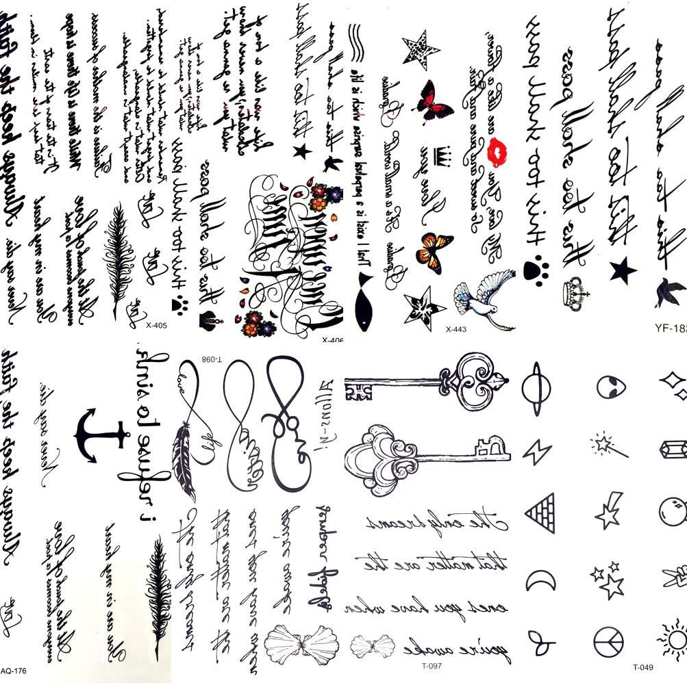Sexy Feather Words Black Letter Temporary Tattoo Girl Finger Body Arm Art Drawings Tattoo Sticker Men Makeup Hand Tatoo Children
