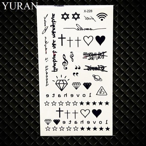 Sexy Feather Words Black Letter Temporary Tattoo Girl Finger Body Arm Art Drawings Tattoo Sticker Men Makeup Hand Tatoo Children