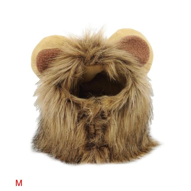 1Pc Pet Cat Dog Dress Up Costume Wig Emulation Lion Hair Mane Ears Head Cap Autumn Winter Muffler Scarf Pet Products