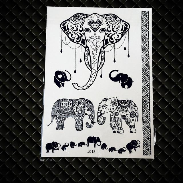 India God Ganesha Gold Metallic Flash Tattoo Stickers Women Elephant Ganesh Fake Waterproof Tatoo Vigneshvara Ganapati Flower