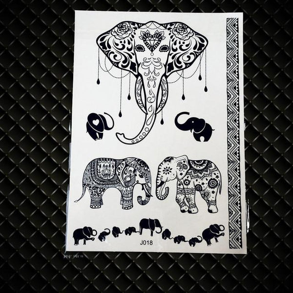 India God Ganesha Gold Metallic Flash Tattoo Stickers Women Elephant Ganesh Fake Waterproof Tatoo Vigneshvara Ganapati Flower
