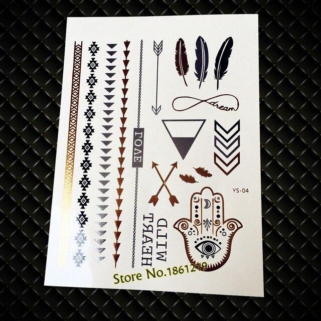 India God Ganesha Gold Metallic Flash Tattoo Stickers Women Elephant Ganesh Fake Waterproof Tatoo Vigneshvara Ganapati Flower