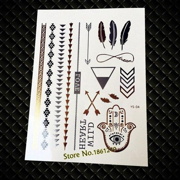 India God Ganesha Gold Metallic Flash Tattoo Stickers Women Elephant Ganesh Fake Waterproof Tatoo Vigneshvara Ganapati Flower