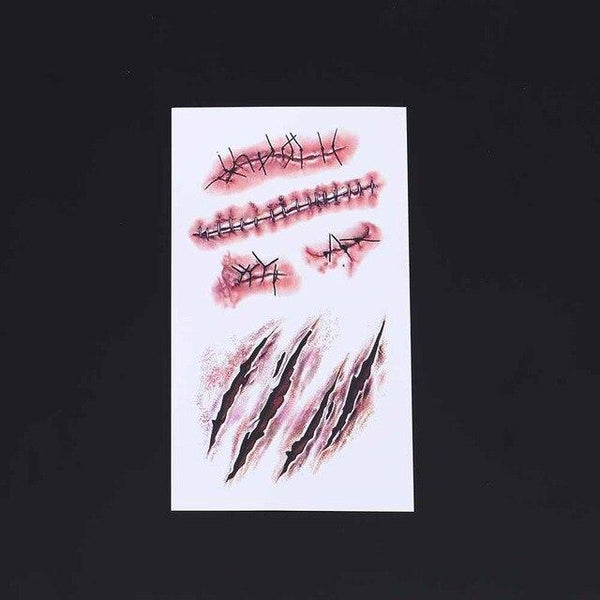 TOMTOSH New 2017 Waterproof Temporary Tattoo Sticker Halloween Terror Wound Realistic Blood Injury Scar Fake Tattoo Sticker