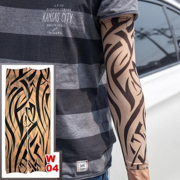 Fake Temporary Tattoo Sleeves Tattoos Full Long Slip On Arm Tattoo Sleeve Kit Men Elastic Nylon Glove Tattoos black skull design