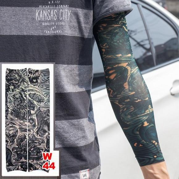 Fake Temporary Tattoo Sleeves Tattoos Full Long Slip On Arm Tattoo Sleeve Kit Men Elastic Nylon Glove Tattoos black skull design