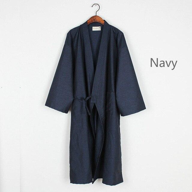 Men Japanese Bathrobe Kimono Yukata Long Pajamas Cotton Soft Robe Sleepwear Nightwear 226-215