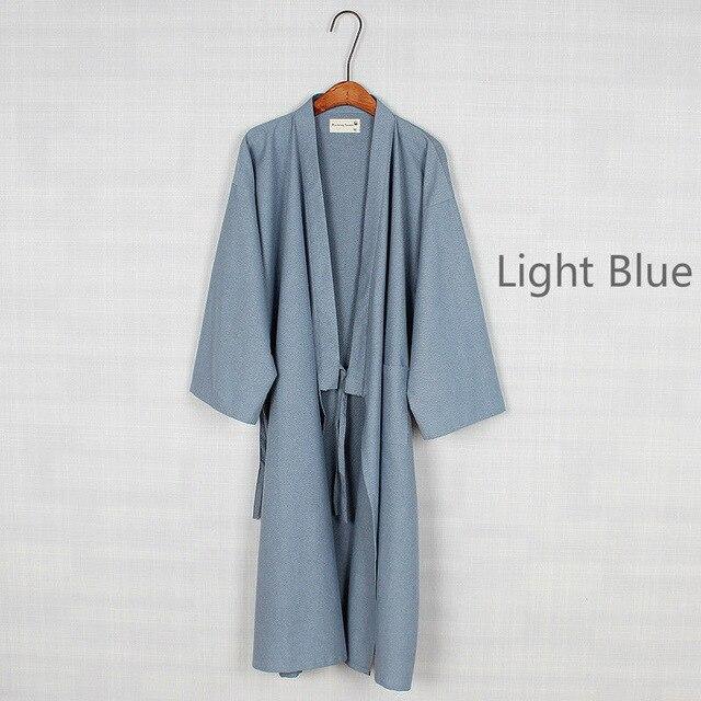 Men Japanese Bathrobe Kimono Yukata Long Pajamas Cotton Soft Robe Sleepwear Nightwear 226-215