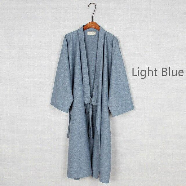 Men Japanese Bathrobe Kimono Yukata Long Pajamas Cotton Soft Robe Sleepwear Nightwear 226-215