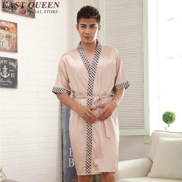 Robe male mens silk bathrobe 2018 new arrival male bathrobe sexy summer style mens gown short sleeve short brand AA580