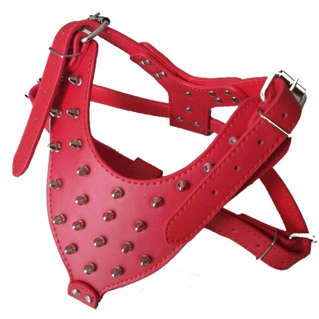 Large Dog Zinc alloy Rivets Spiked Studded PU Leather Dog Harness for Pitbull big Breed Dogs Pet Harnesses vest dog chest strap
