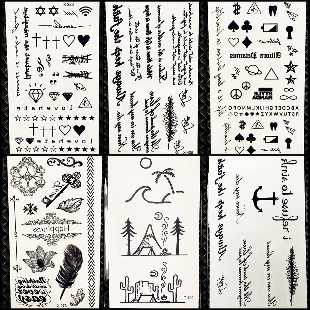 Summer Style Temporary Tattoo Stickers Camping Litter Letter Feather Kids Finger Fake Tattoo Boys Body Arm Art Tatoos Love Paste