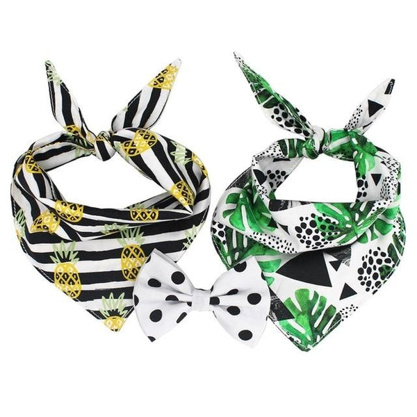 pineapple personalized Dog Bandana Scarf with bow tie for Fall , Reversible dog Bandana bow tie,Pet Dog Accessory for Gifts