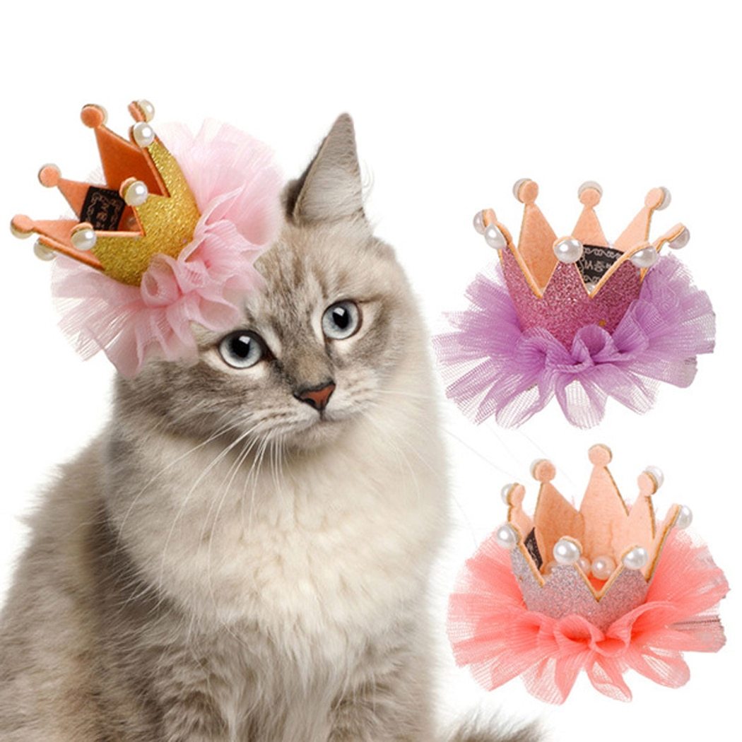 Cute Lace Princess Crown Dog Cat Pet Hair Clip Wedding Birthday Party Photography Decoration Pet Supplies Gift for Kitty Puppy