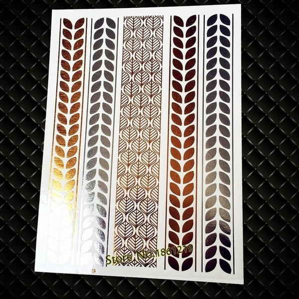 Summer Style Girl Women Henna Gold Metallic Flash Tattoo Stickers Girls Fake Waterproof Tattoo Golden Color Bracelets Leg Tatoos