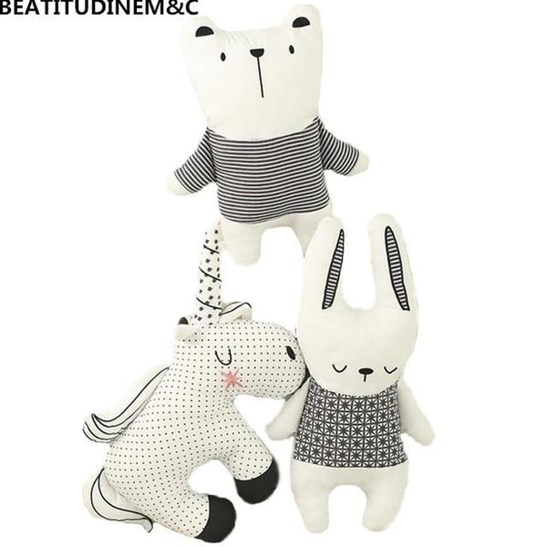 Nordic Style Rabbit Unicorn Bear Pillow Cushion Toys, Cotton Animal Plush Toys, Children's Toys, Baby Room Decoration