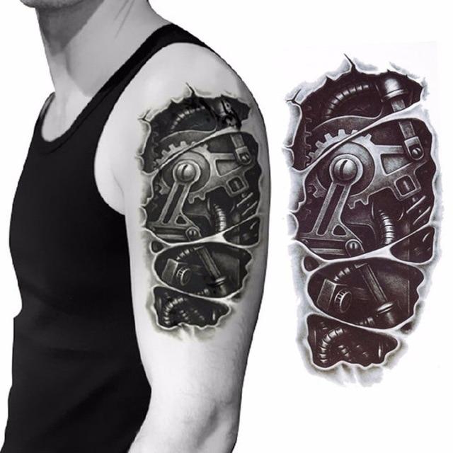 Men 3D Large Temporary Tattoo Waterproof Tattoo Sleeves For Men Conversion Of Tattoos Transferable Fake Tattooing Flash Stickers