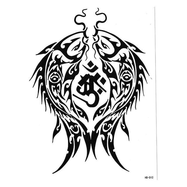 TRIBAL TEMPORARY TATTOO, MAORI TURTLE, POLYNESIAN, BLACK, MENS, WOMENS