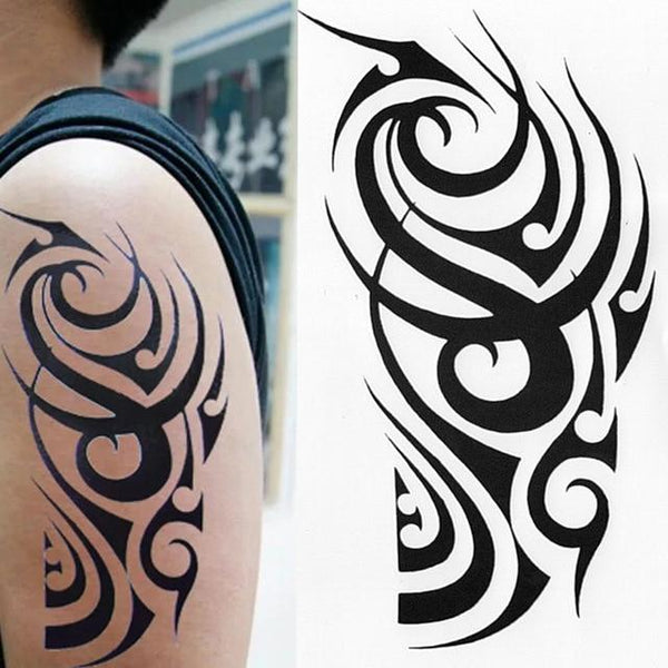 TRIBAL TEMPORARY TATTOO, MAORI TURTLE, POLYNESIAN, BLACK, MENS, WOMENS